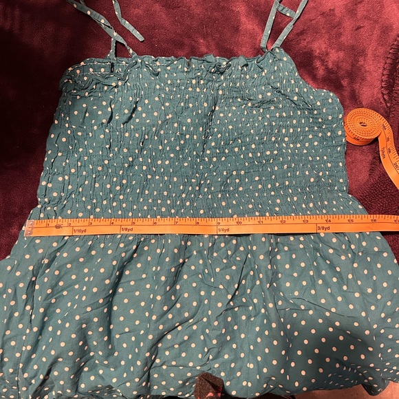 Teal with white polka dots summer dress - Picture 5 of 6